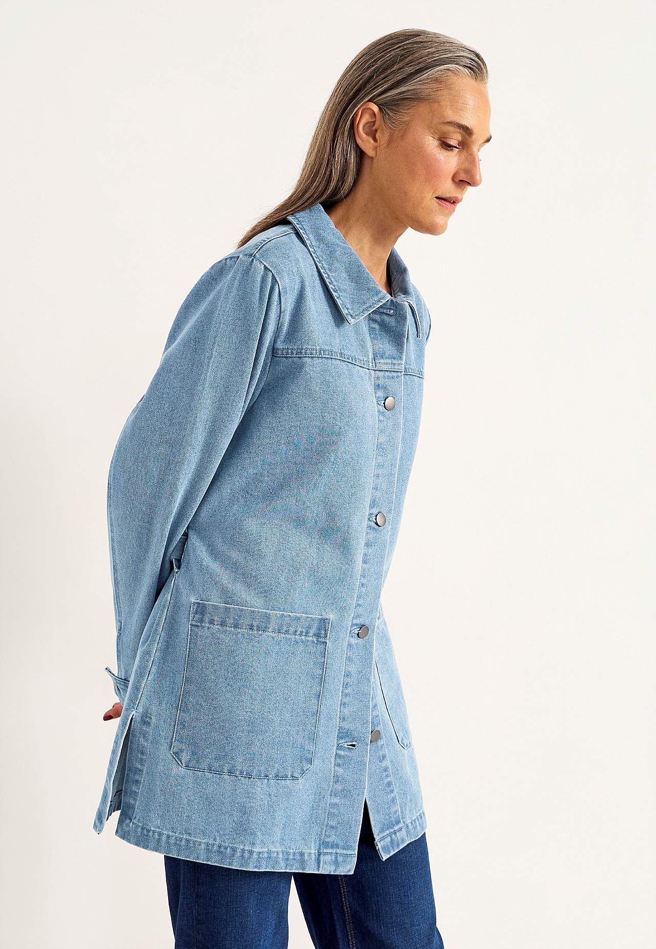 Denim jacket with tie band
