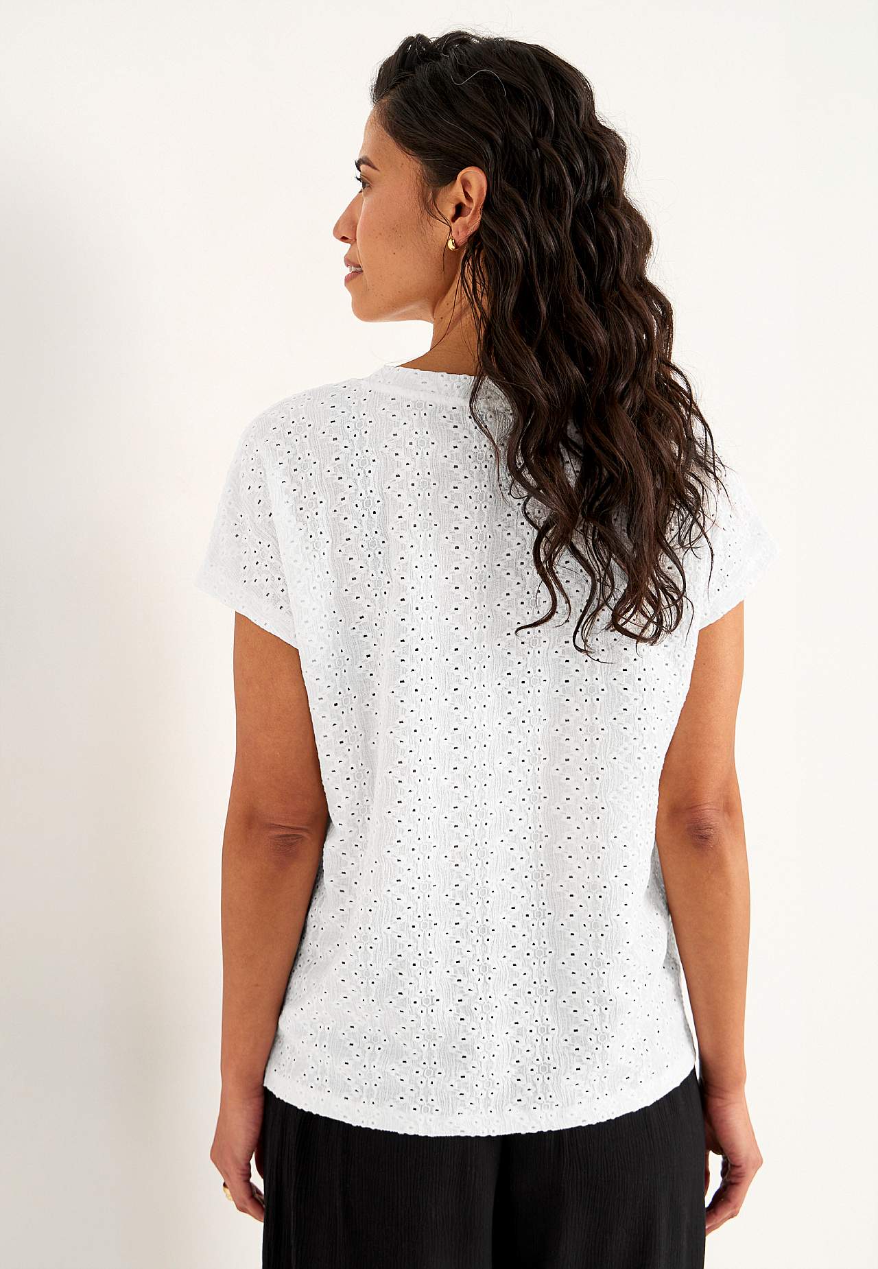Jersey top with hole embroidery