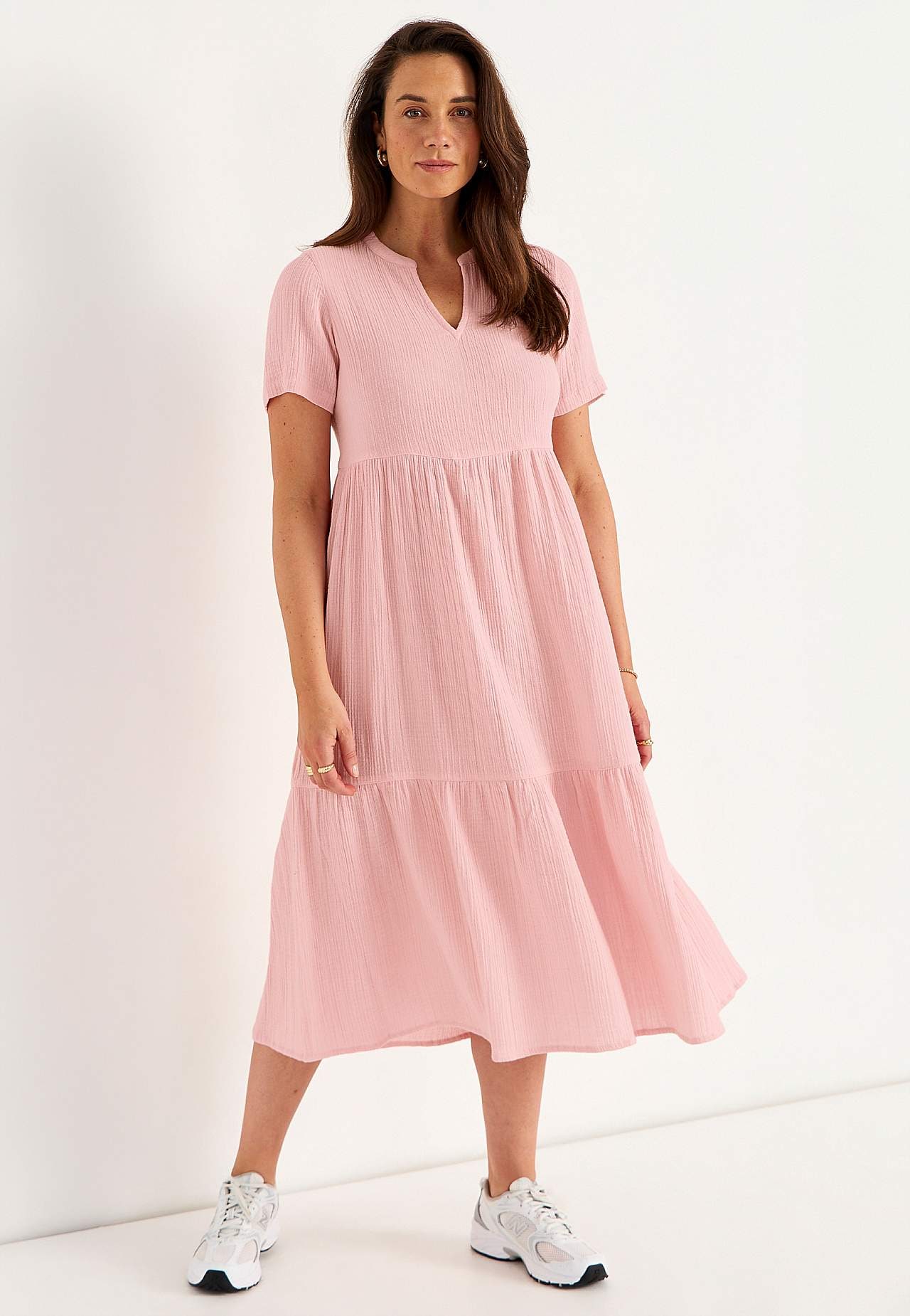 Dress in crinkled cotton