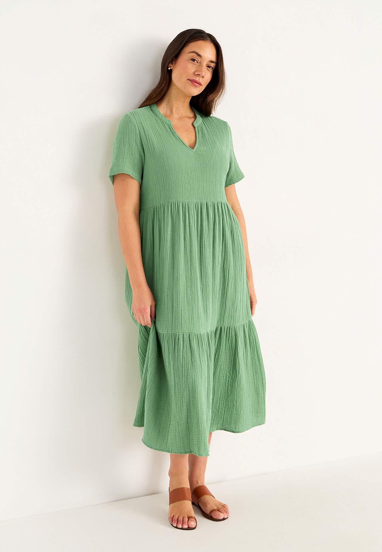 Dress in crinkled cotton