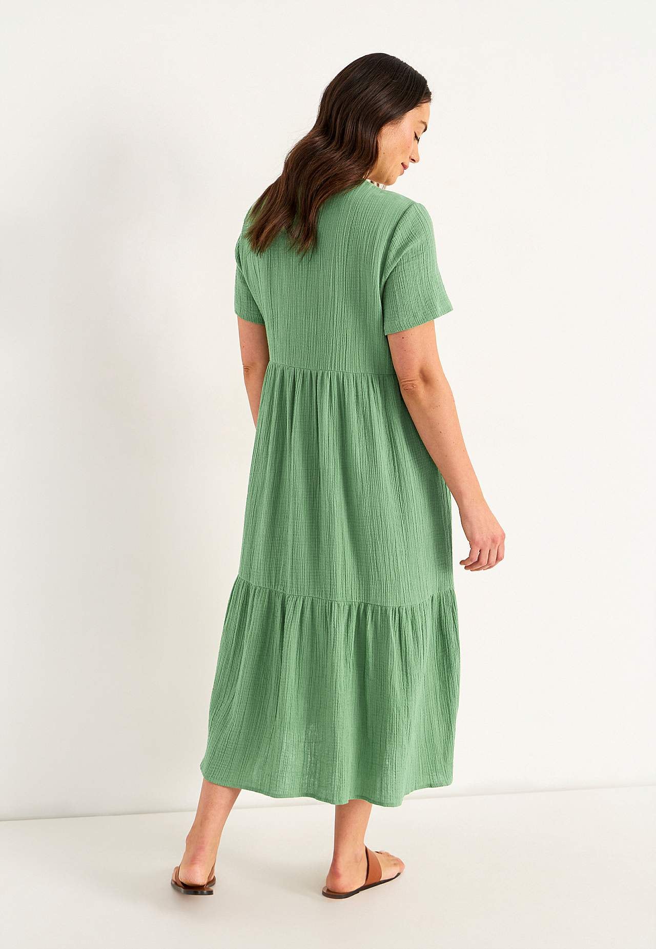 Dress in crinkled cotton