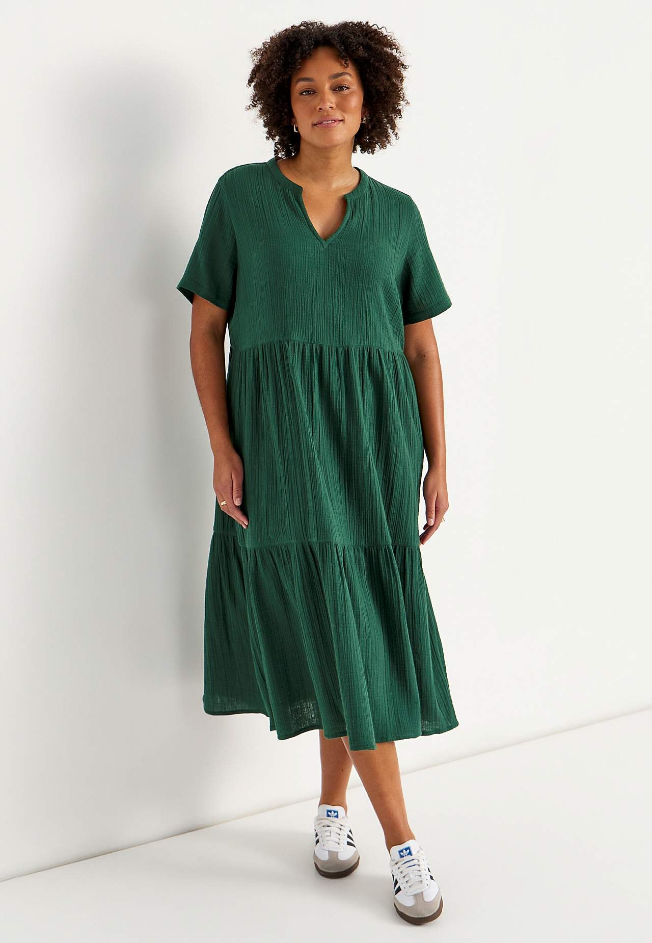 Dress in crinkled cotton