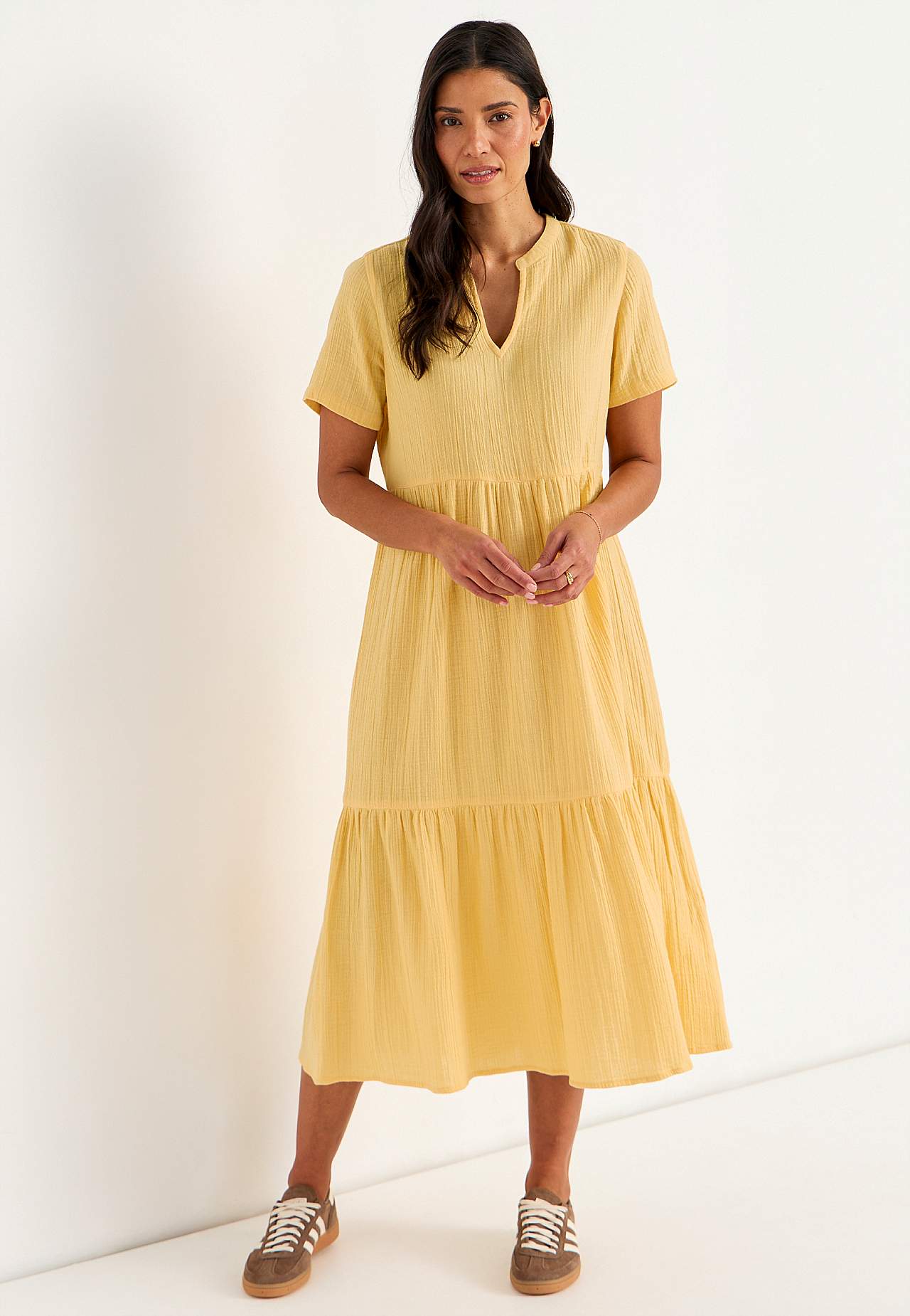 Dress in crinkled cotton