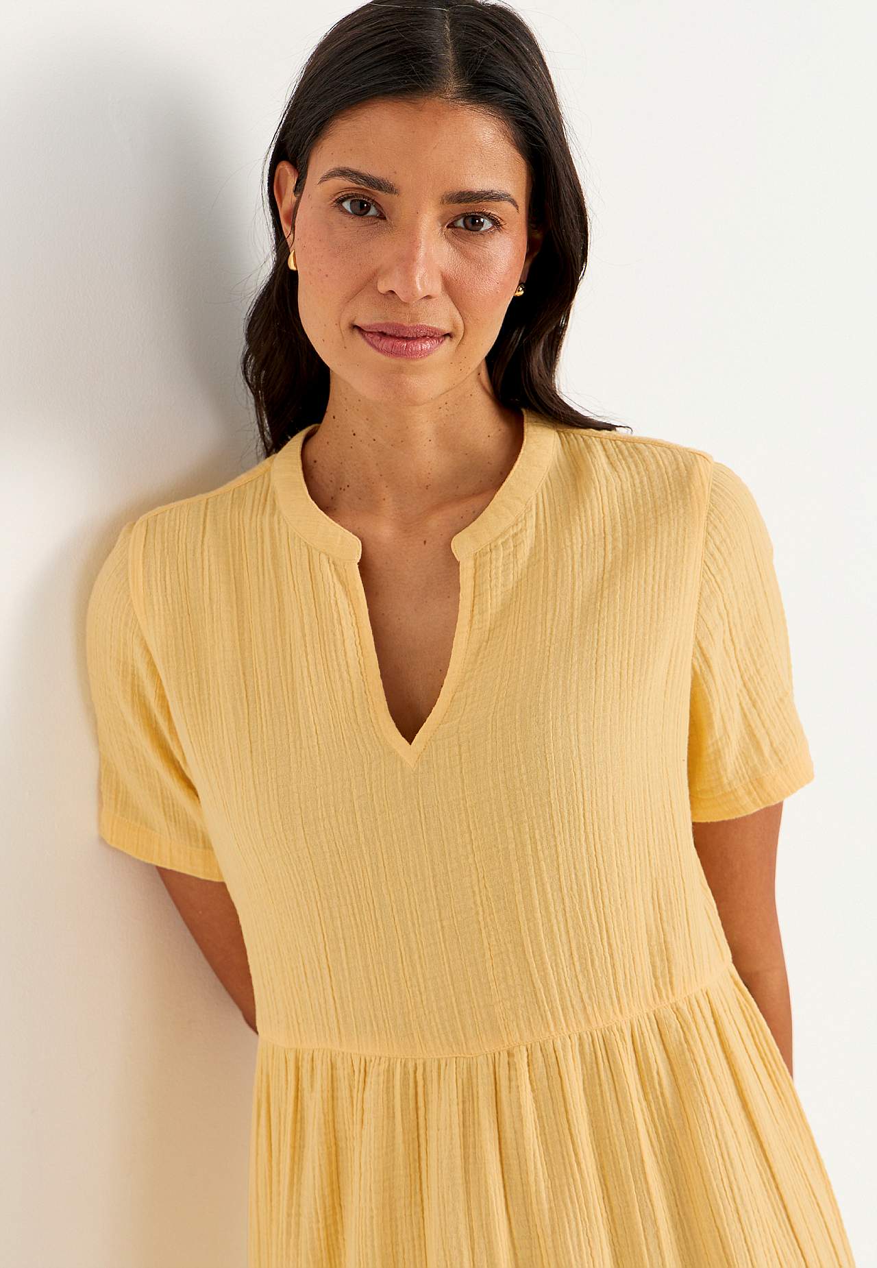 Dress in crinkled cotton