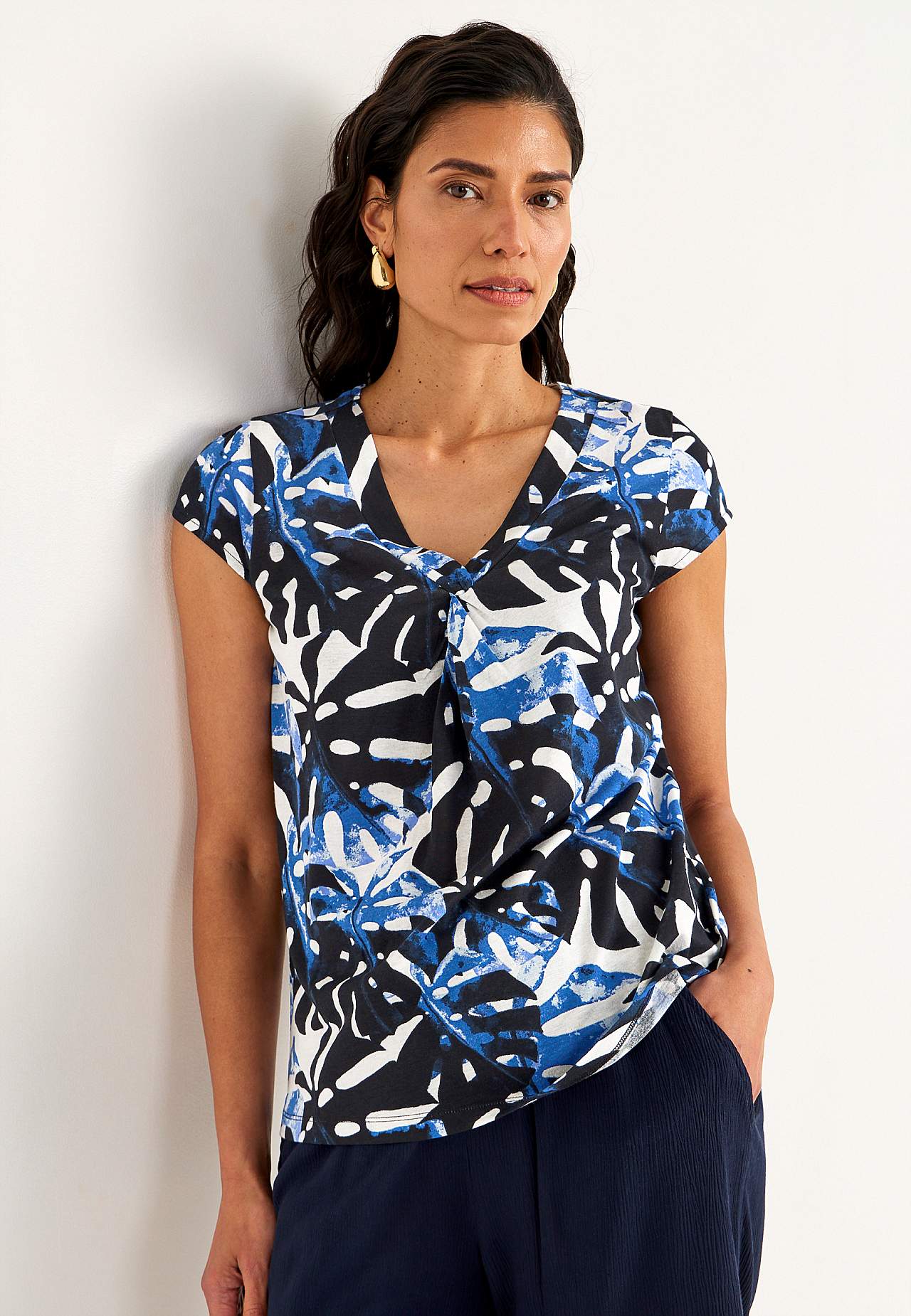 Jersey top with cap sleeves
