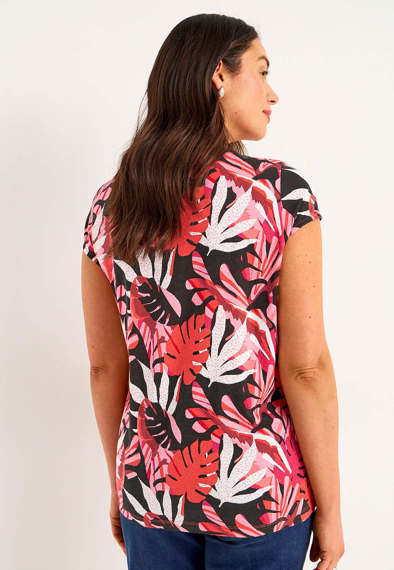 Jersey top with cap sleeves
