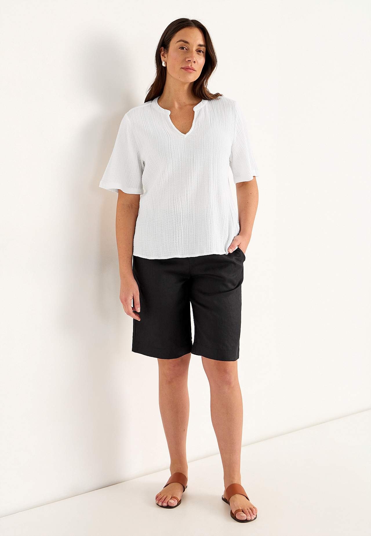 Blouse in crinkled cotton