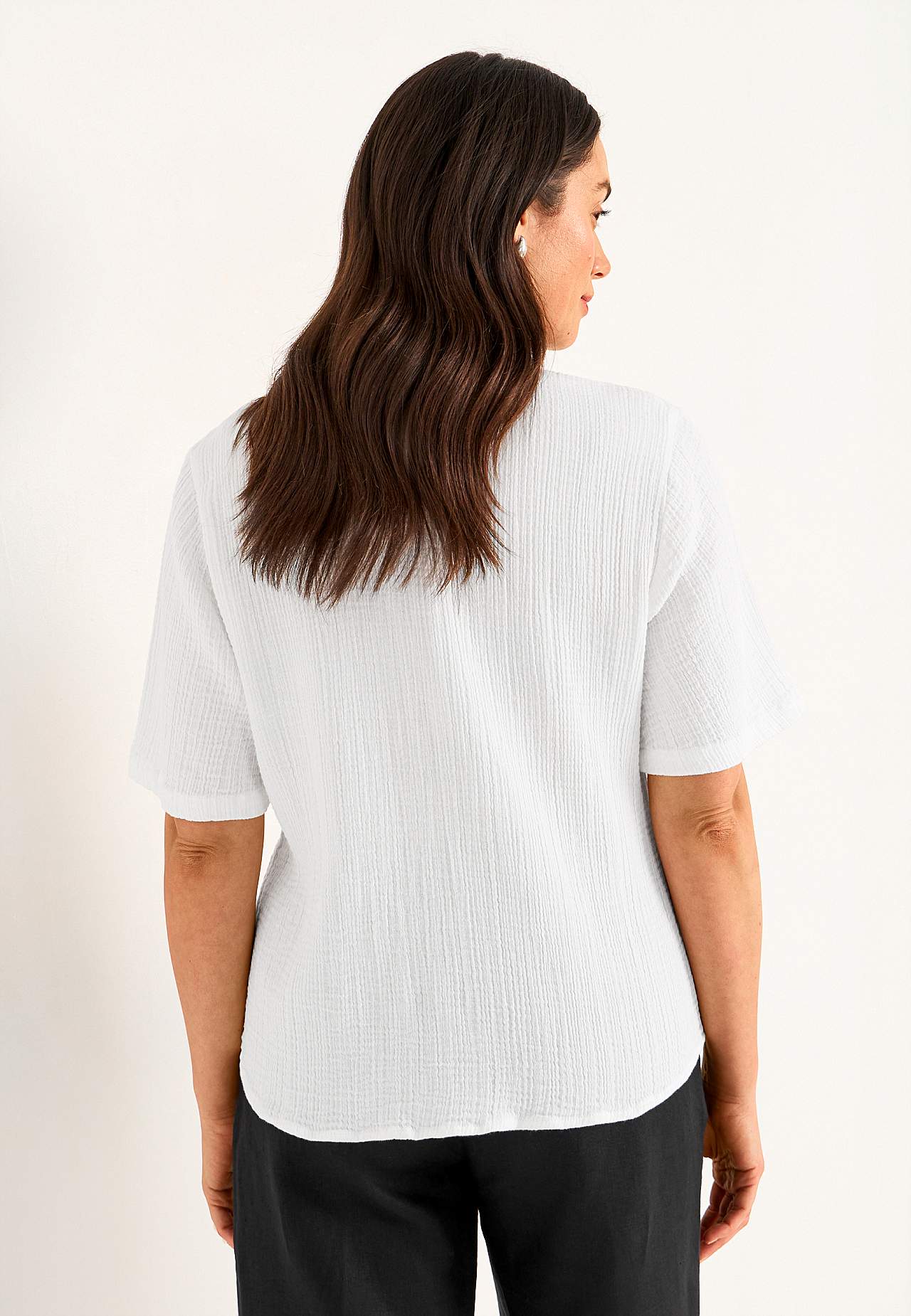 Blouse in crinkled cotton