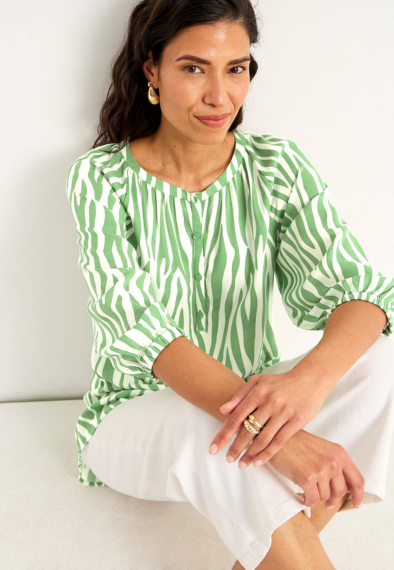 Woven, patterned tunic