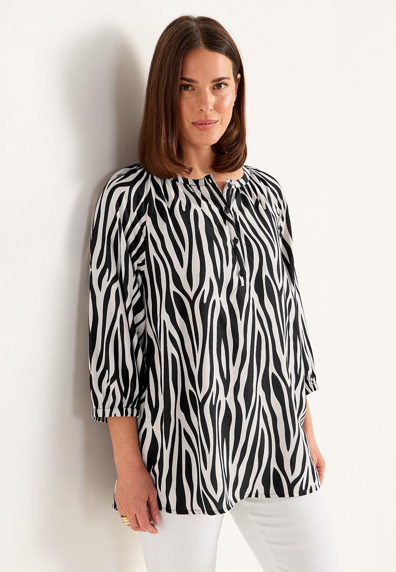 Woven, patterned tunic