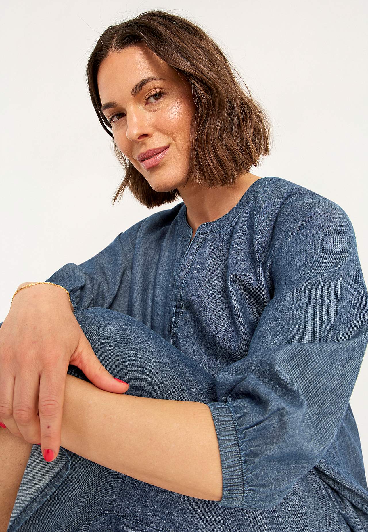 Denim dress with buttons
