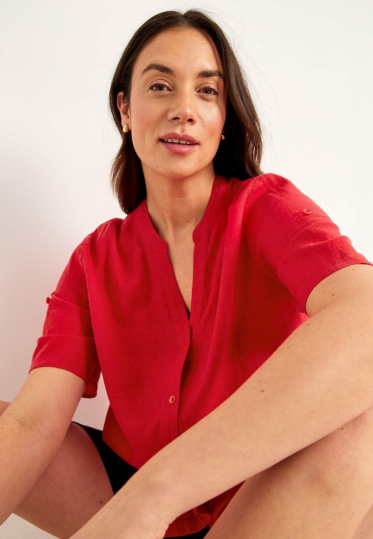 Blouse in linen mix