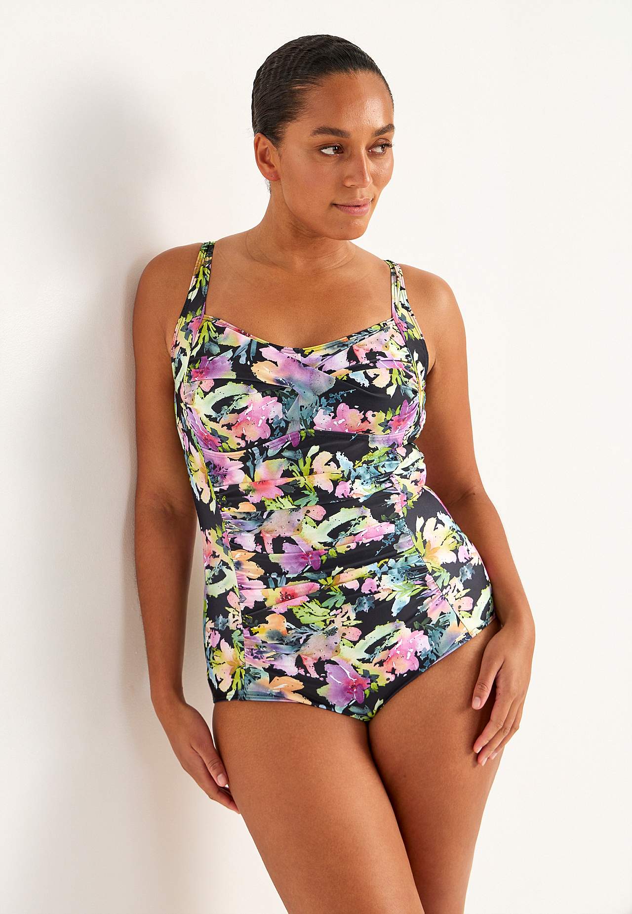 Draped shaping swimsuit