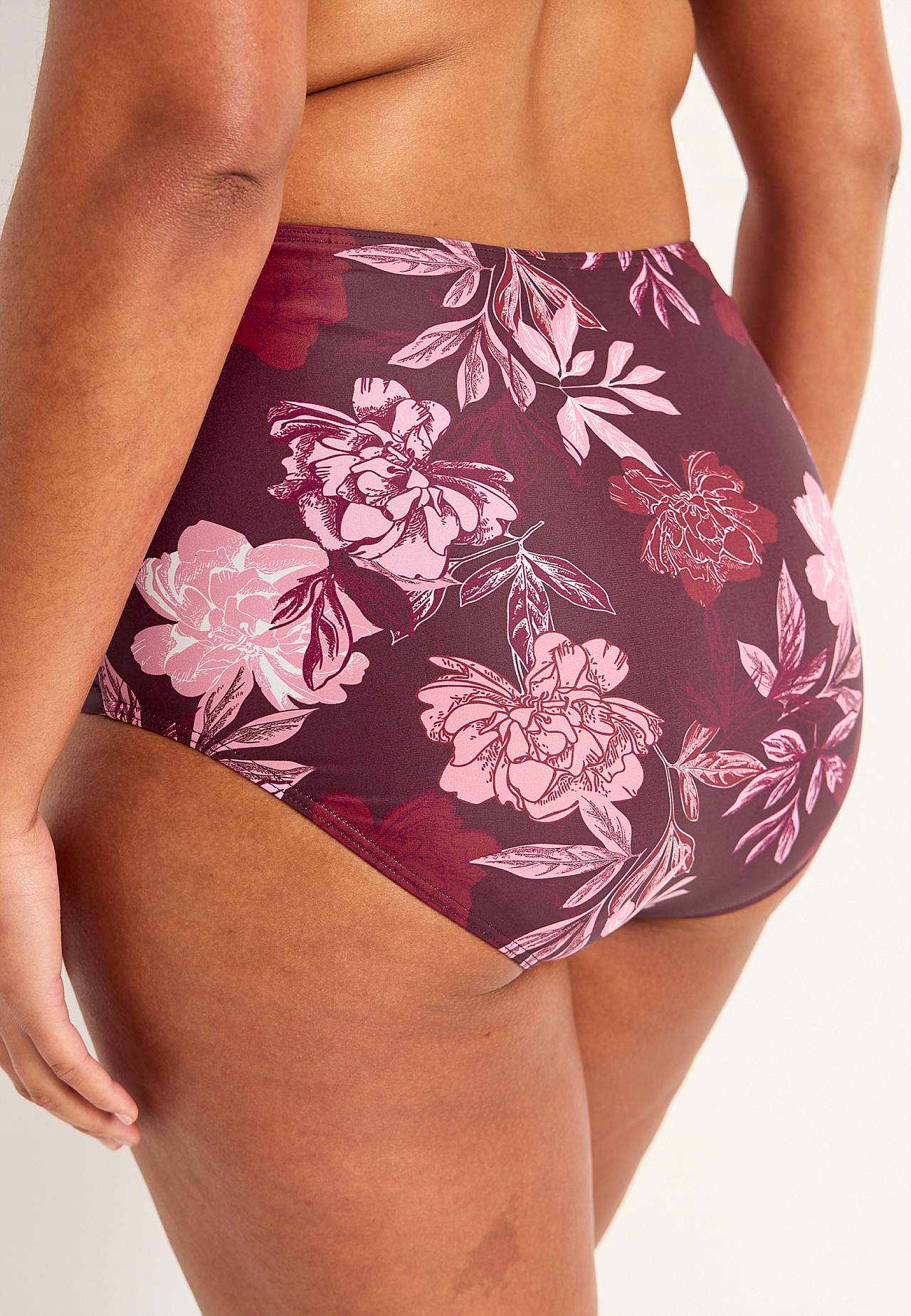 Patterned bikini bottom with high waist