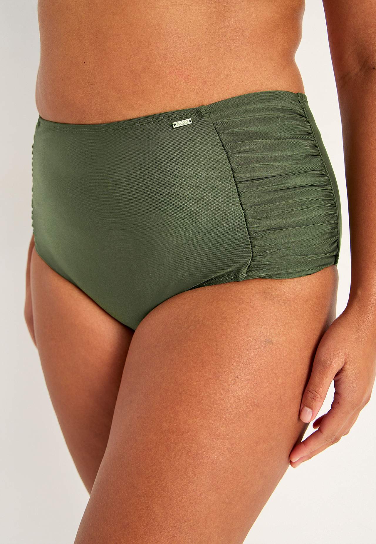 Unicoloured bikini bottom with high waist