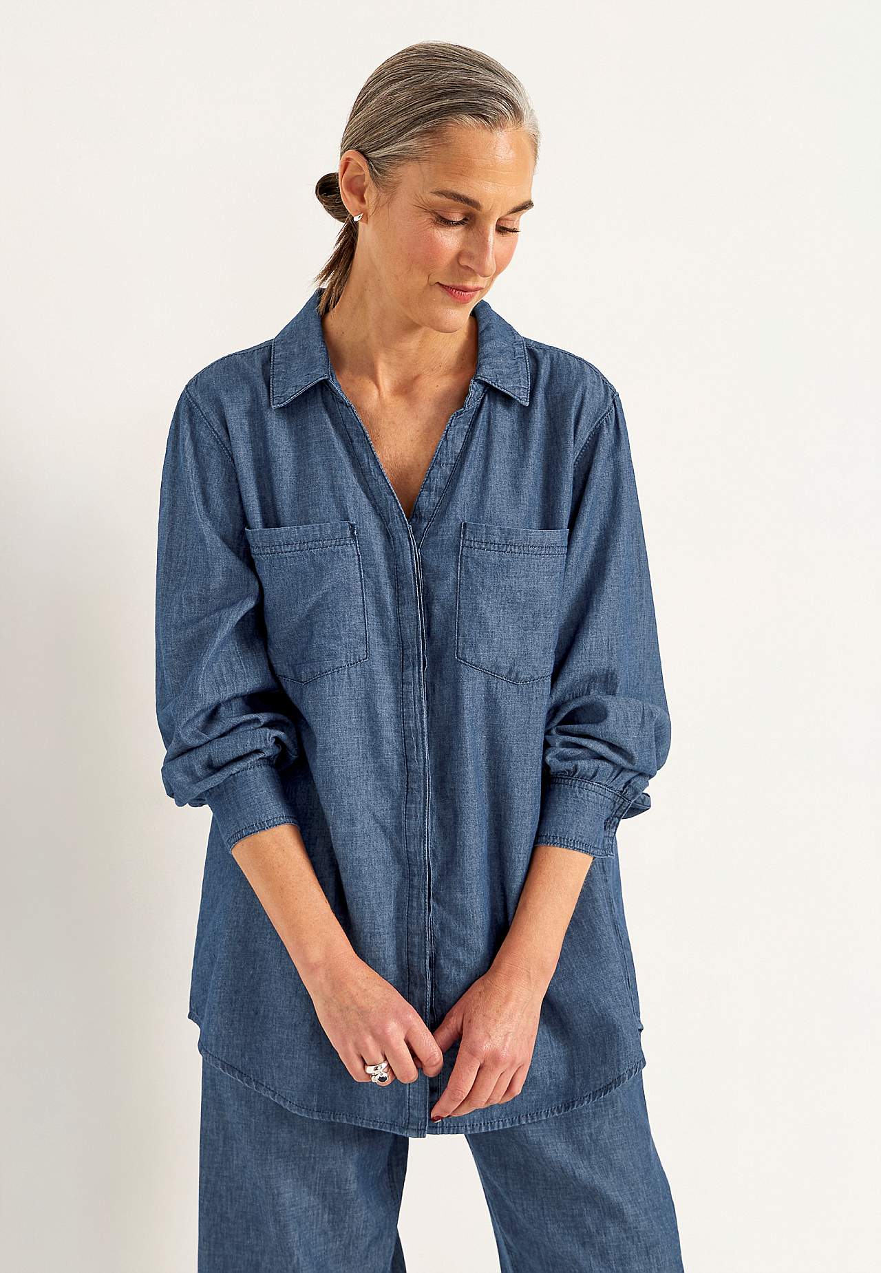 Denim shirt with buttons