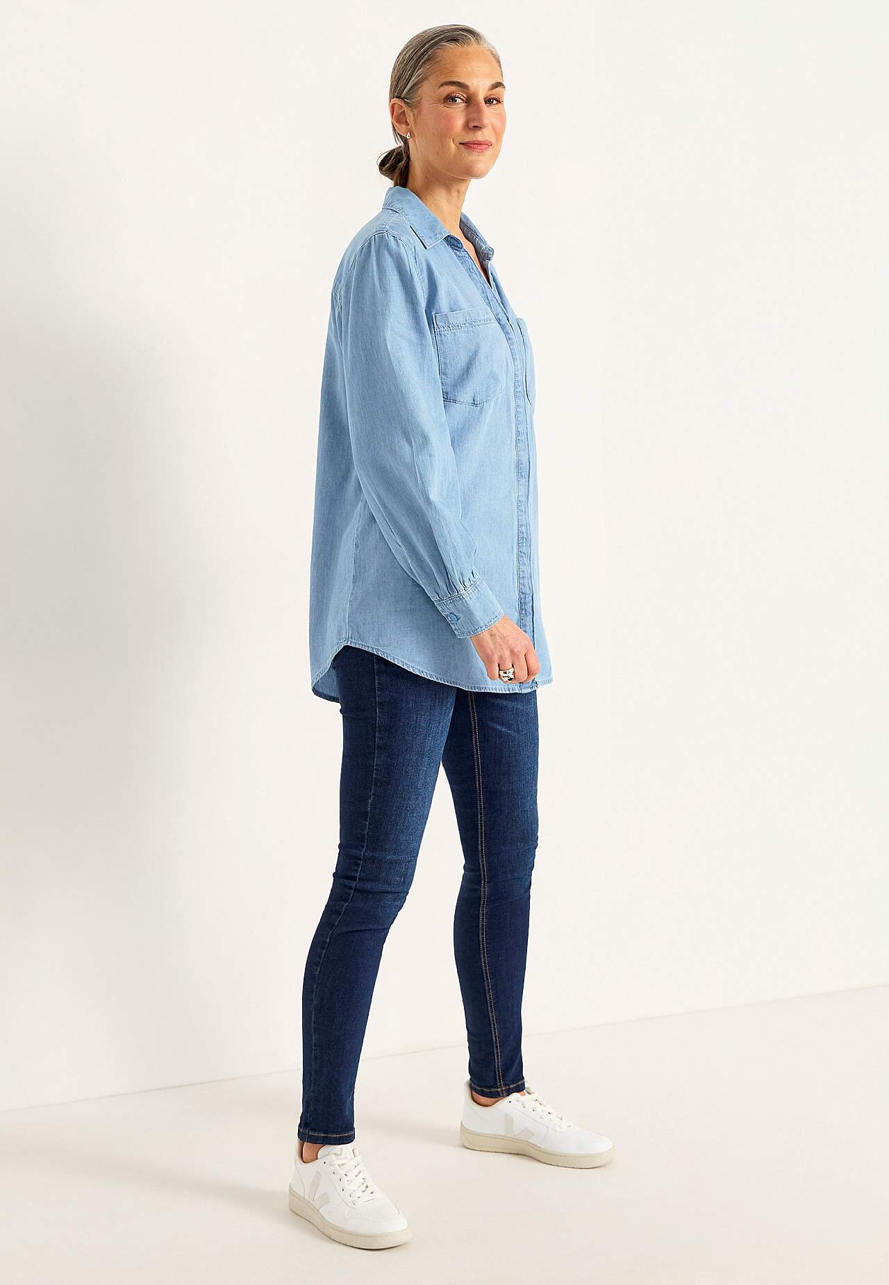 Denim shirt with buttons