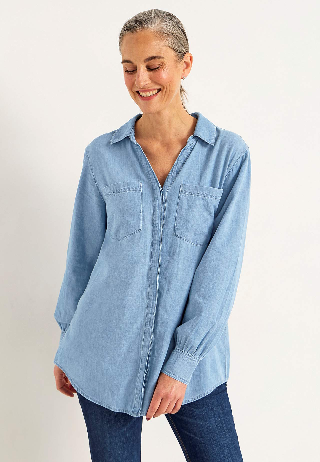 Denim shirt with buttons