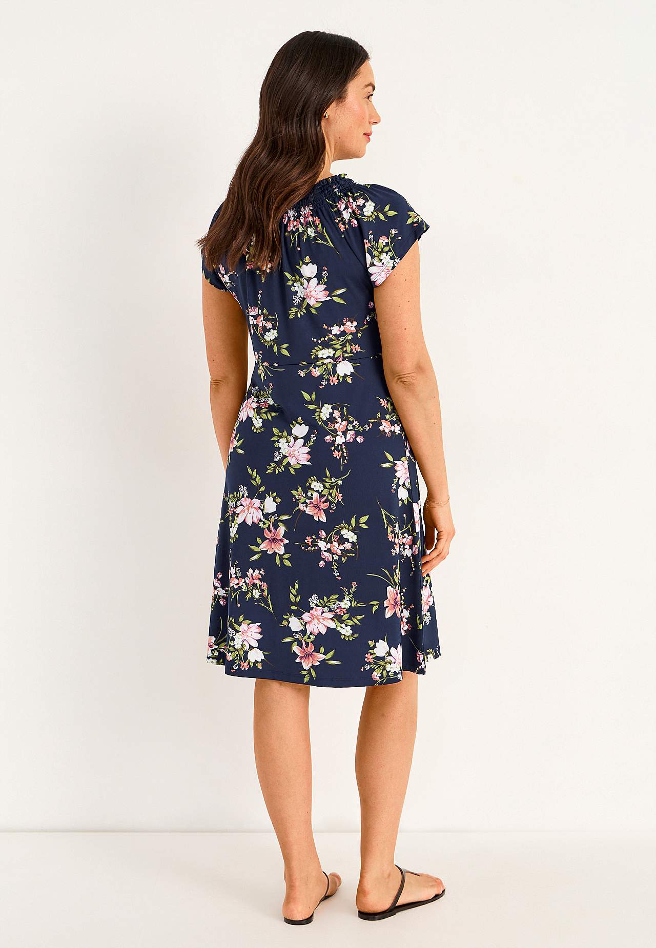 Jersey dress with a flower pattern