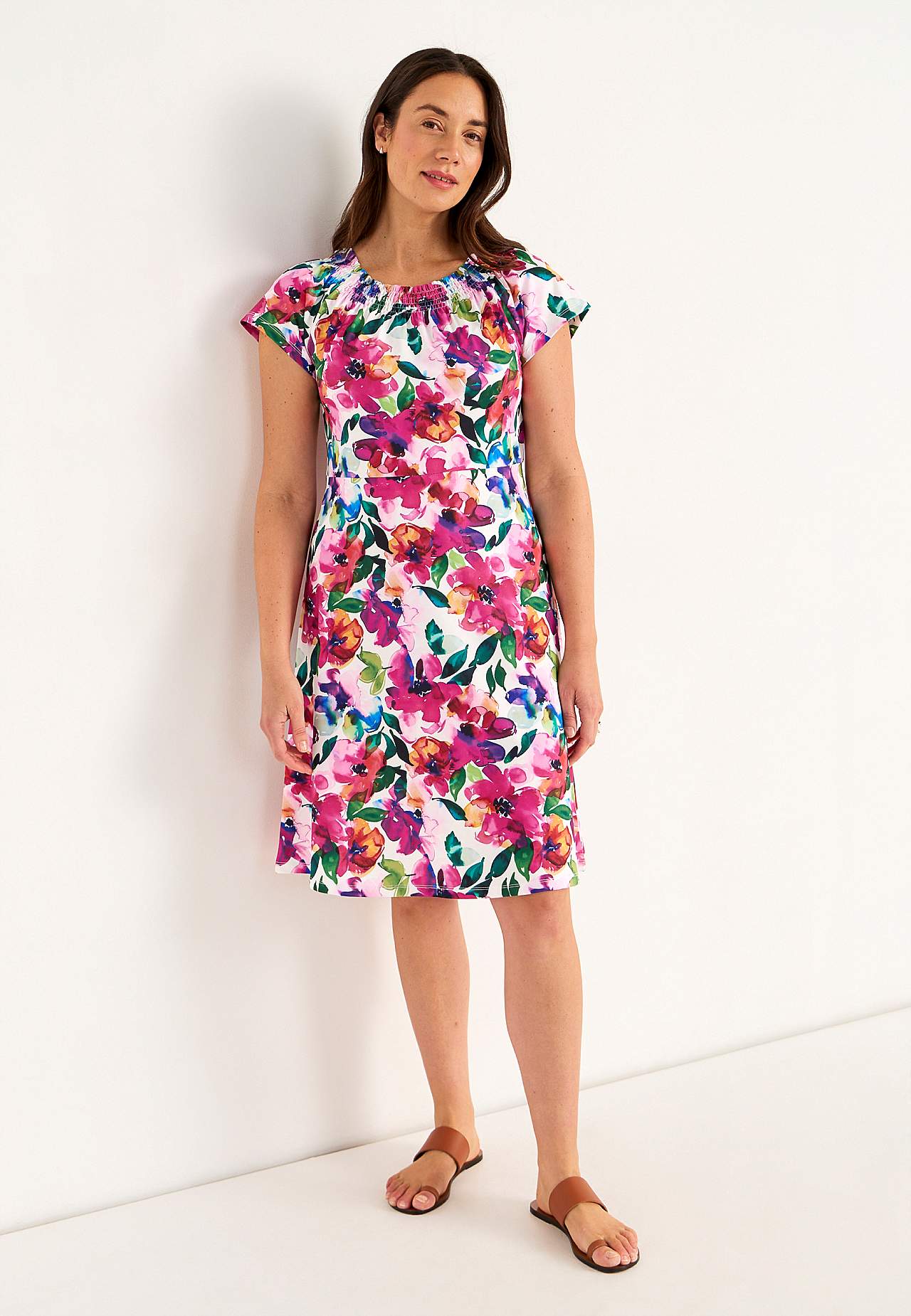 Jersey dress with a flower pattern