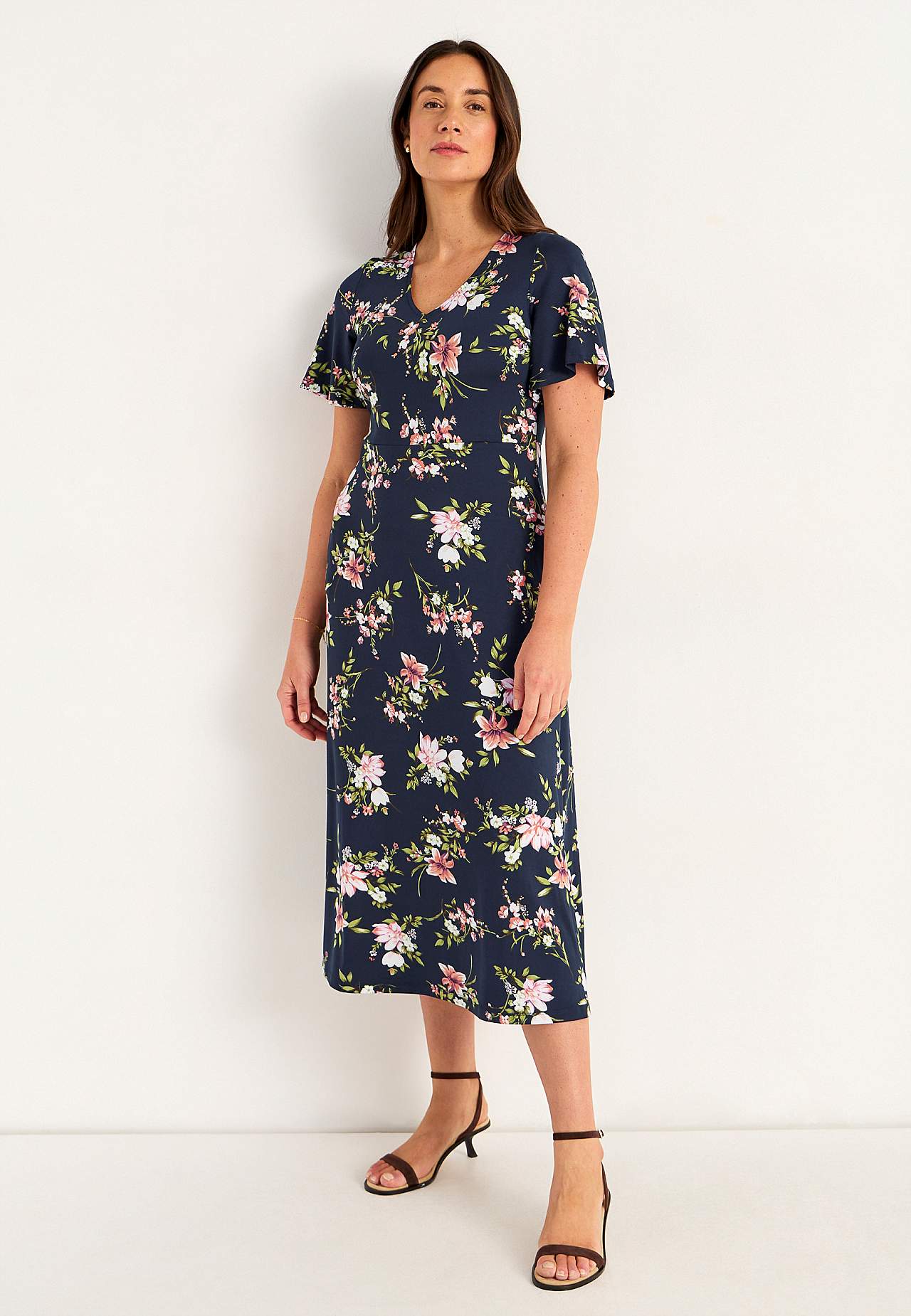 Jersey dress with a flower pattern