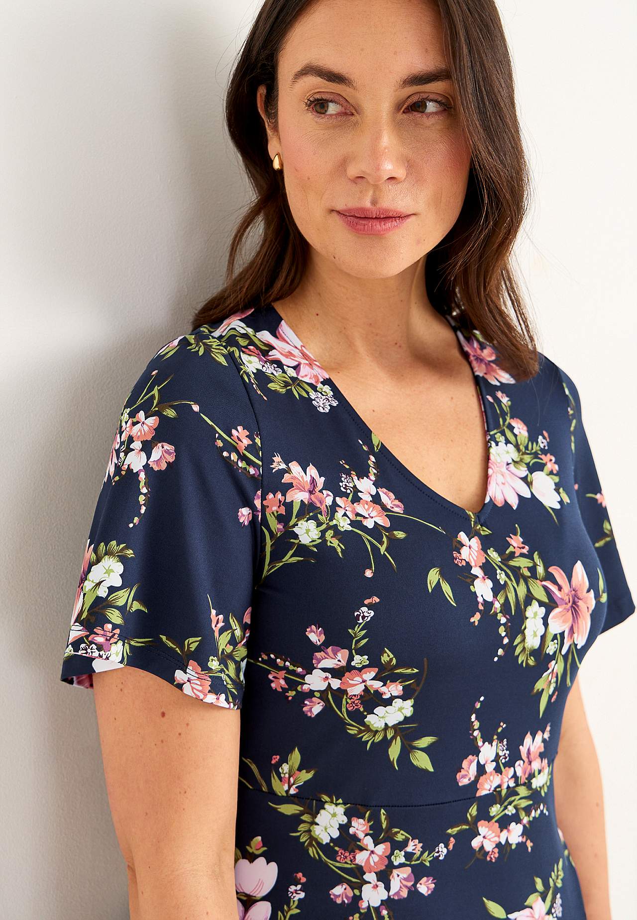 Jersey dress with a flower pattern