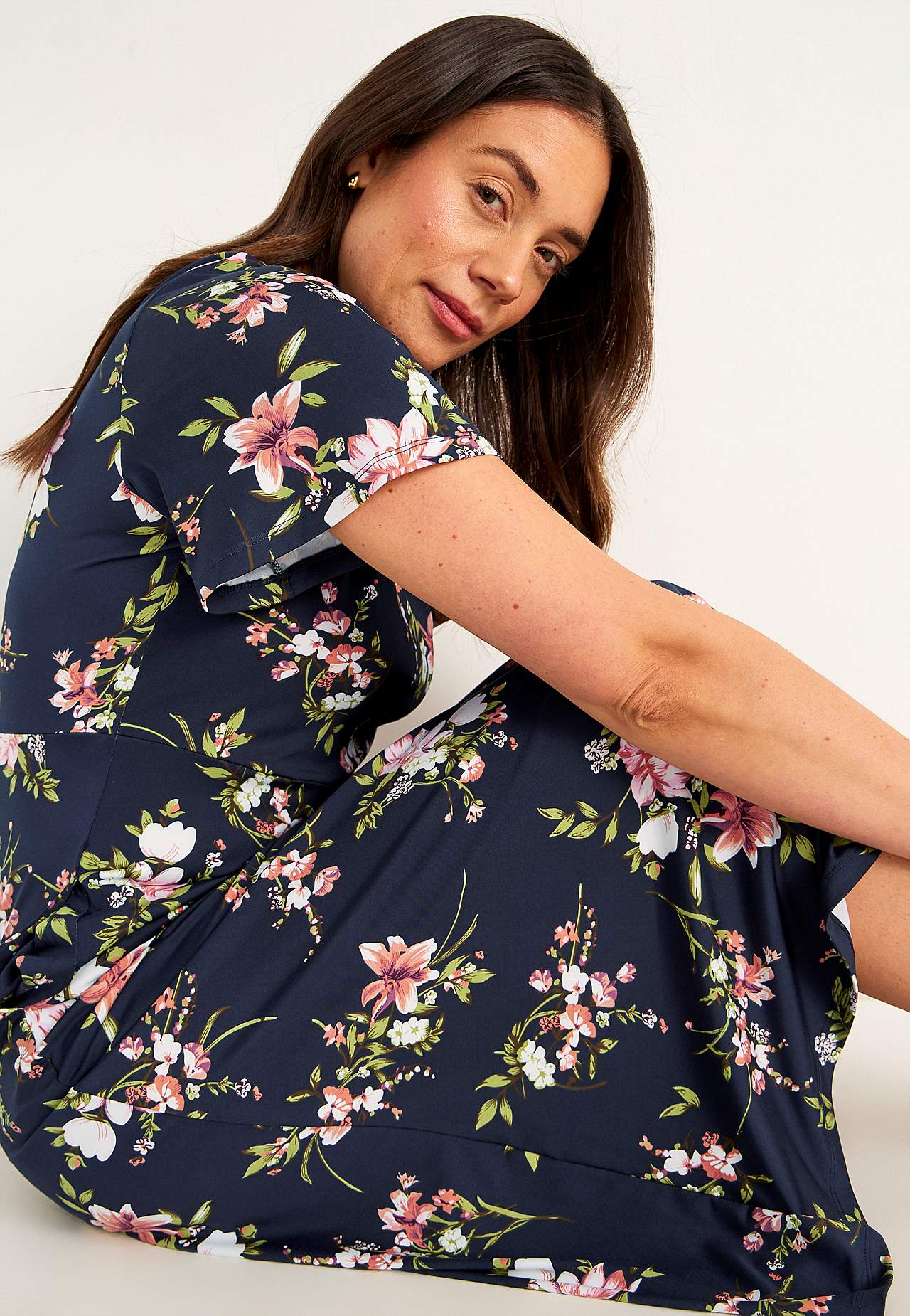 Jersey dress with a flower pattern