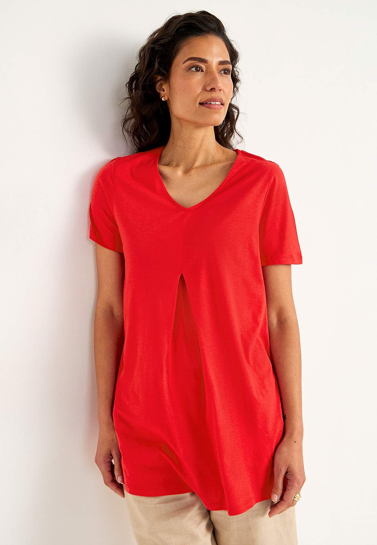 Jersey tuniq with flattering pleat