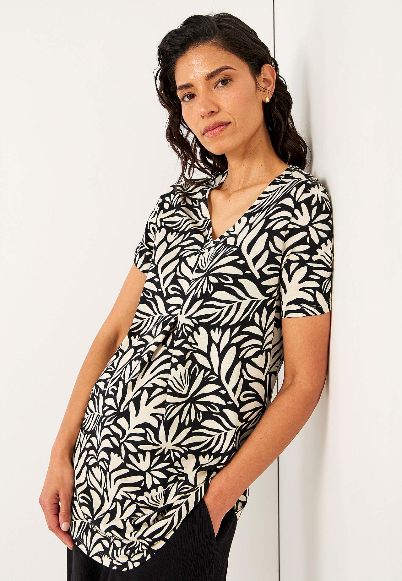 Jersey tuniq with flattering pleat