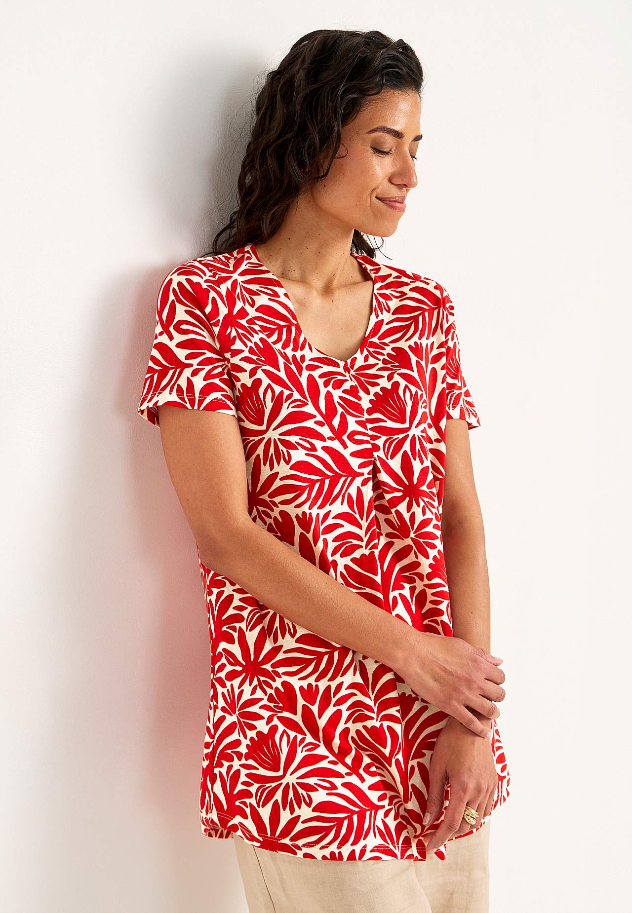 Jersey tuniq with flattering pleat