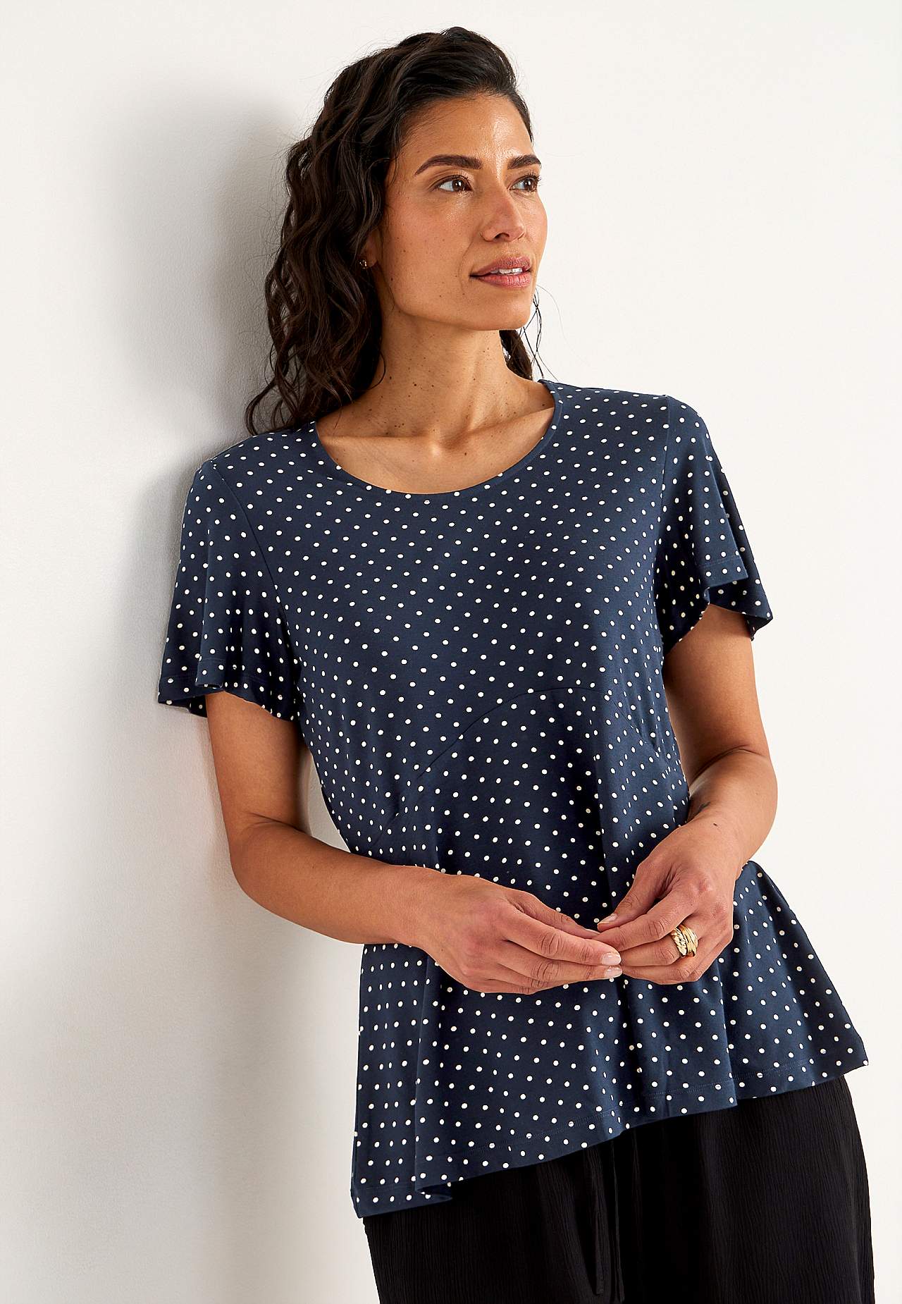 Patterned jersey top
