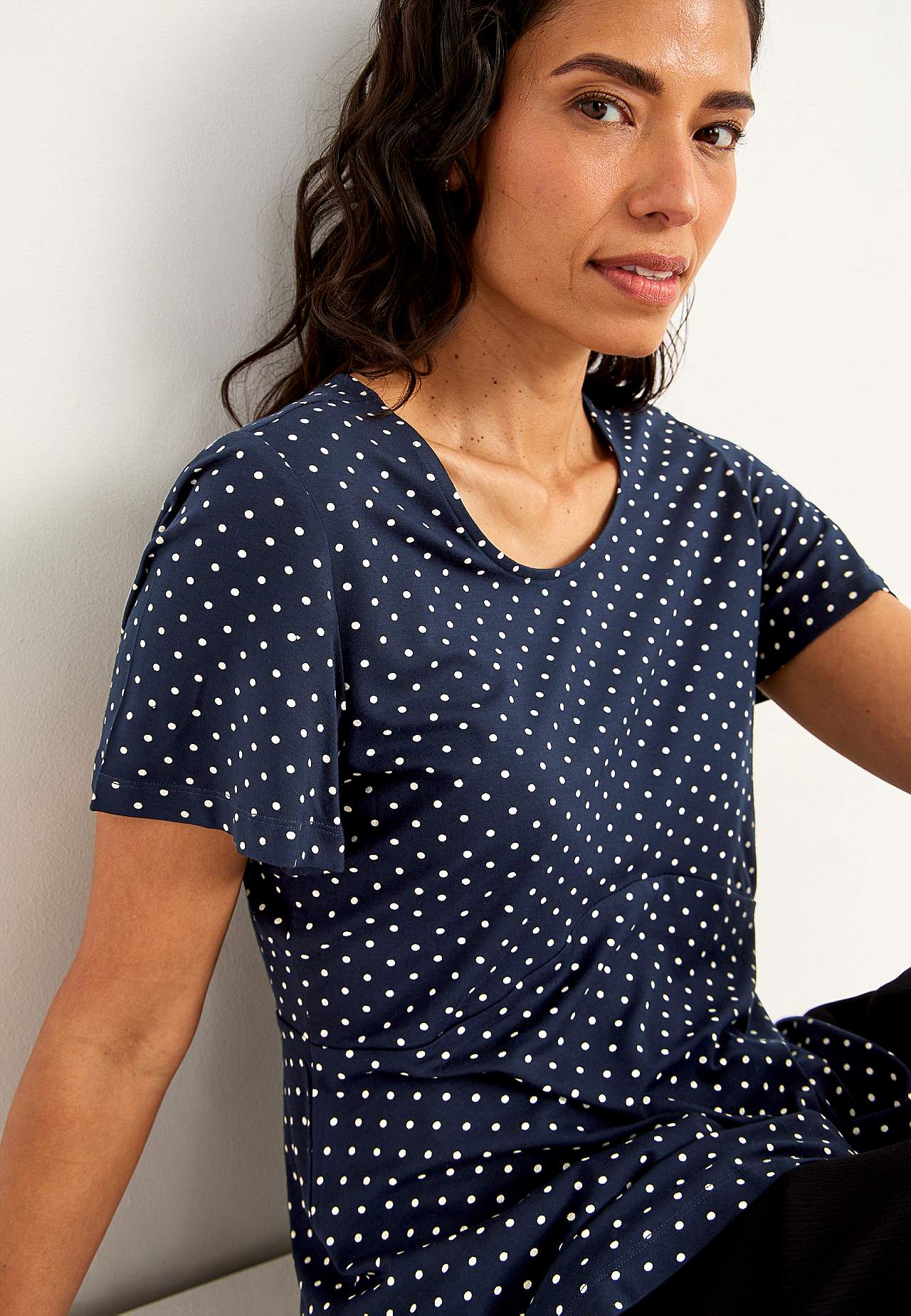 Patterned jersey top