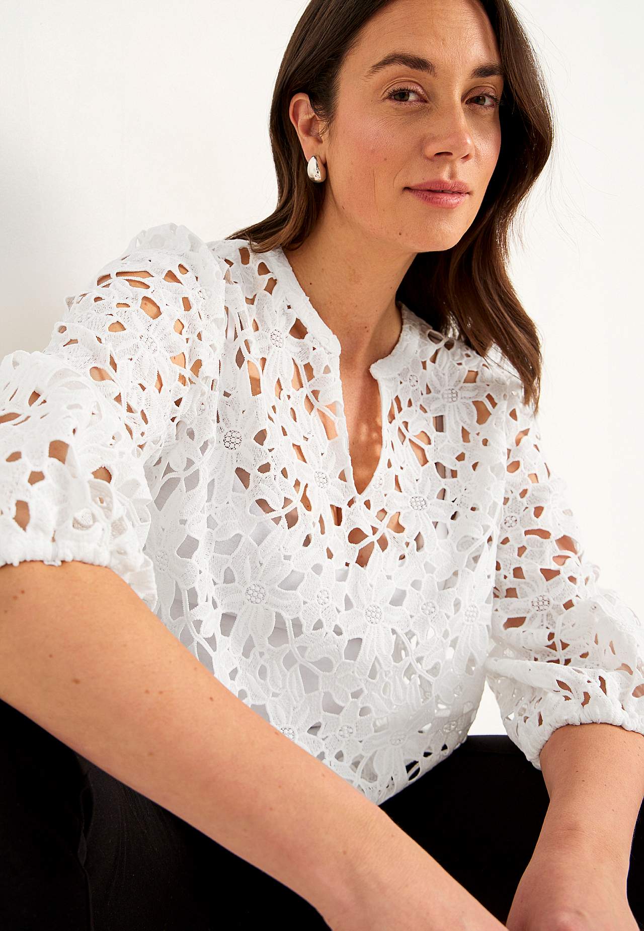 Lace blouse with a flower pattern