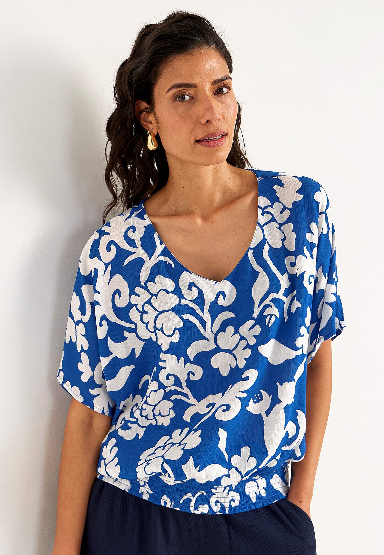 Blouse in viscose crepe