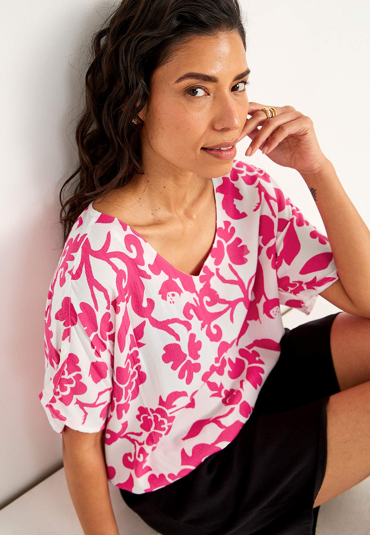 Blouse in viscose crepe