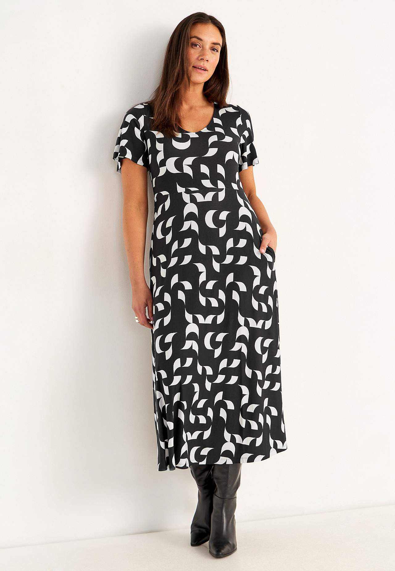 Patterned viscose dress