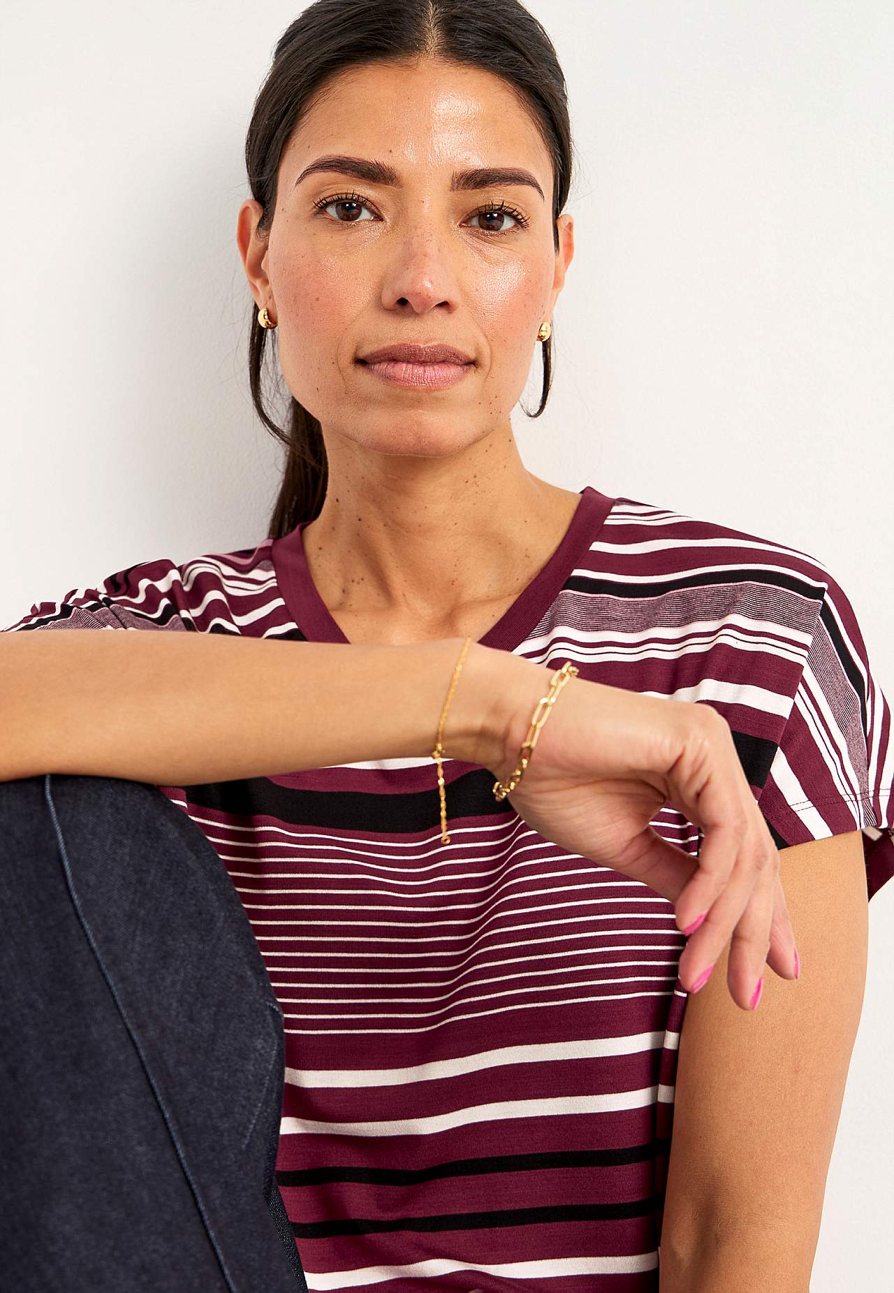 Jersey top with short sleeves