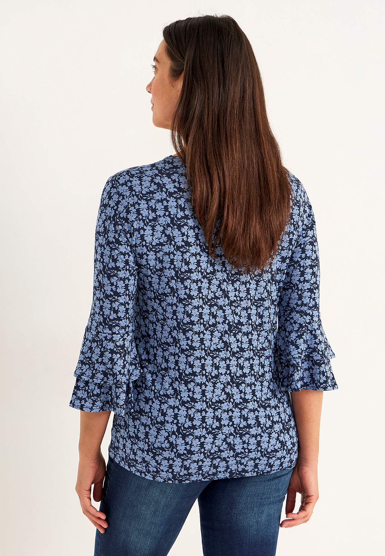 Jersey top with flounce sleeves