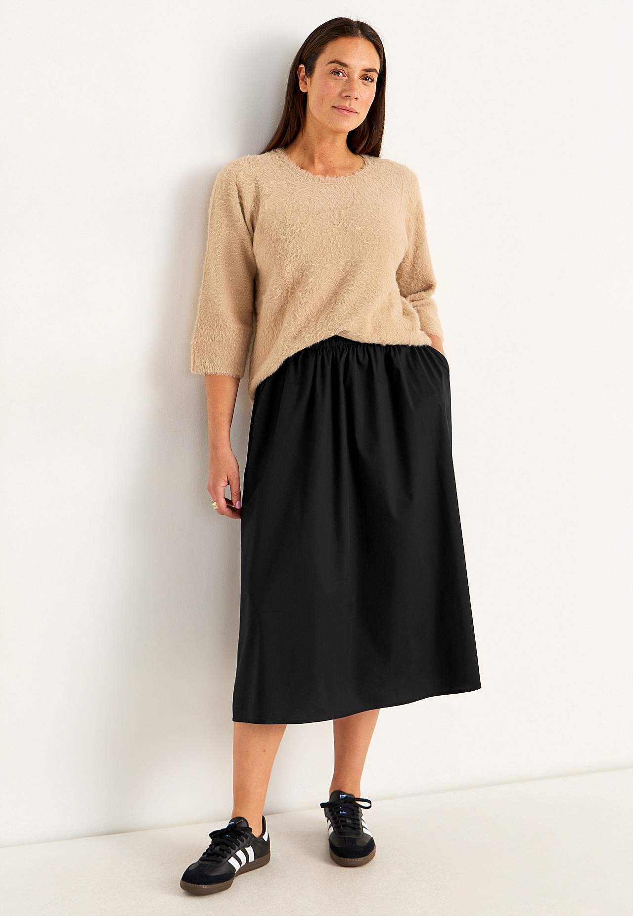 Woven poplin skirt with pockets