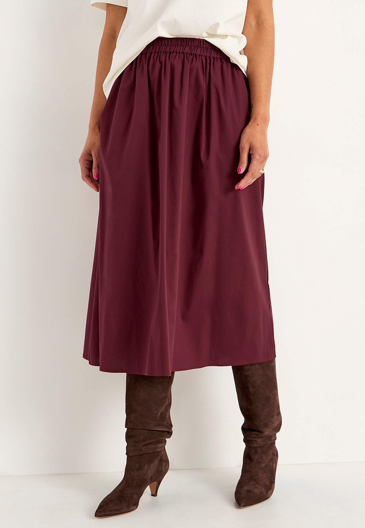 Woven poplin skirt with pockets