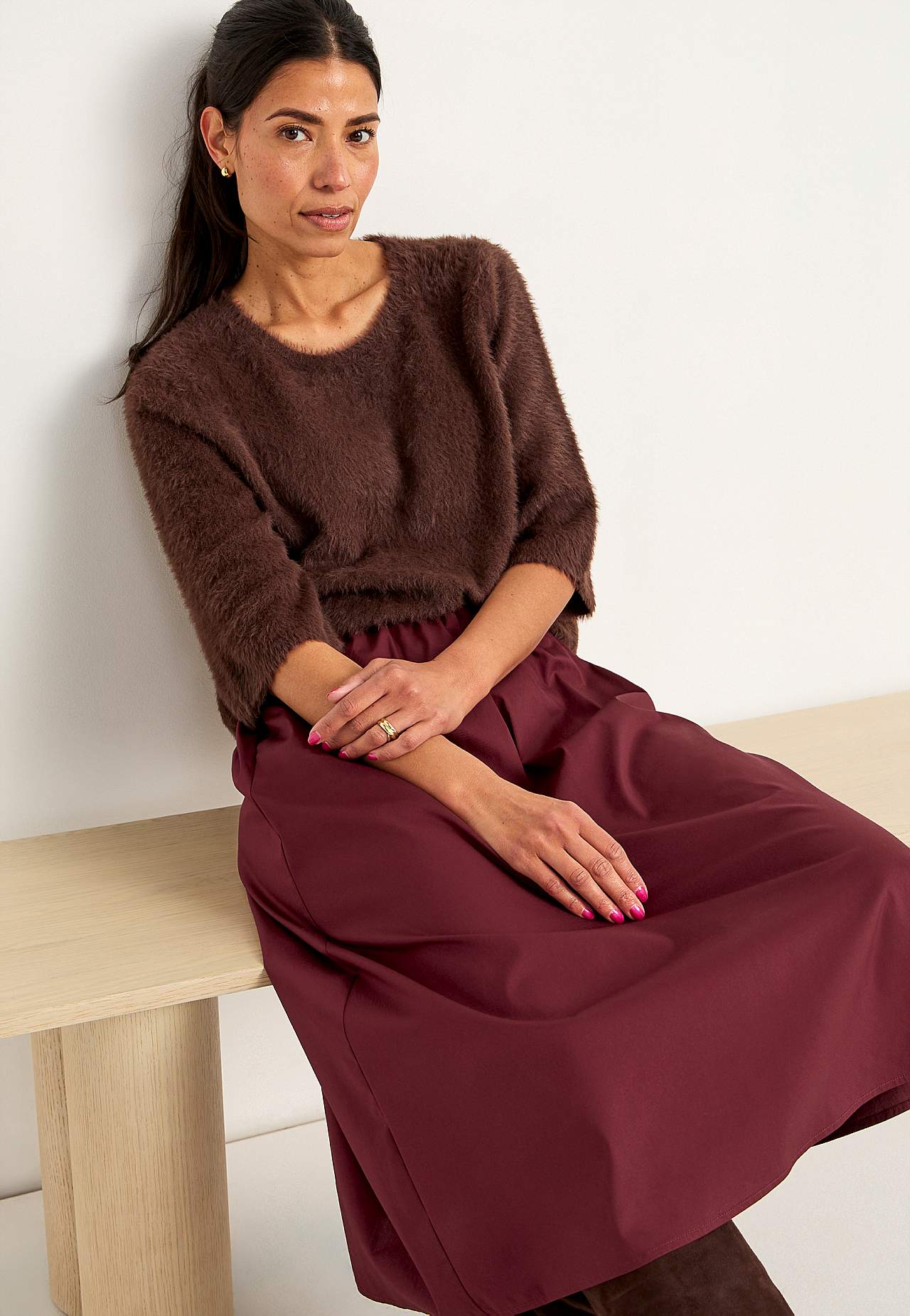 Woven poplin skirt with pockets