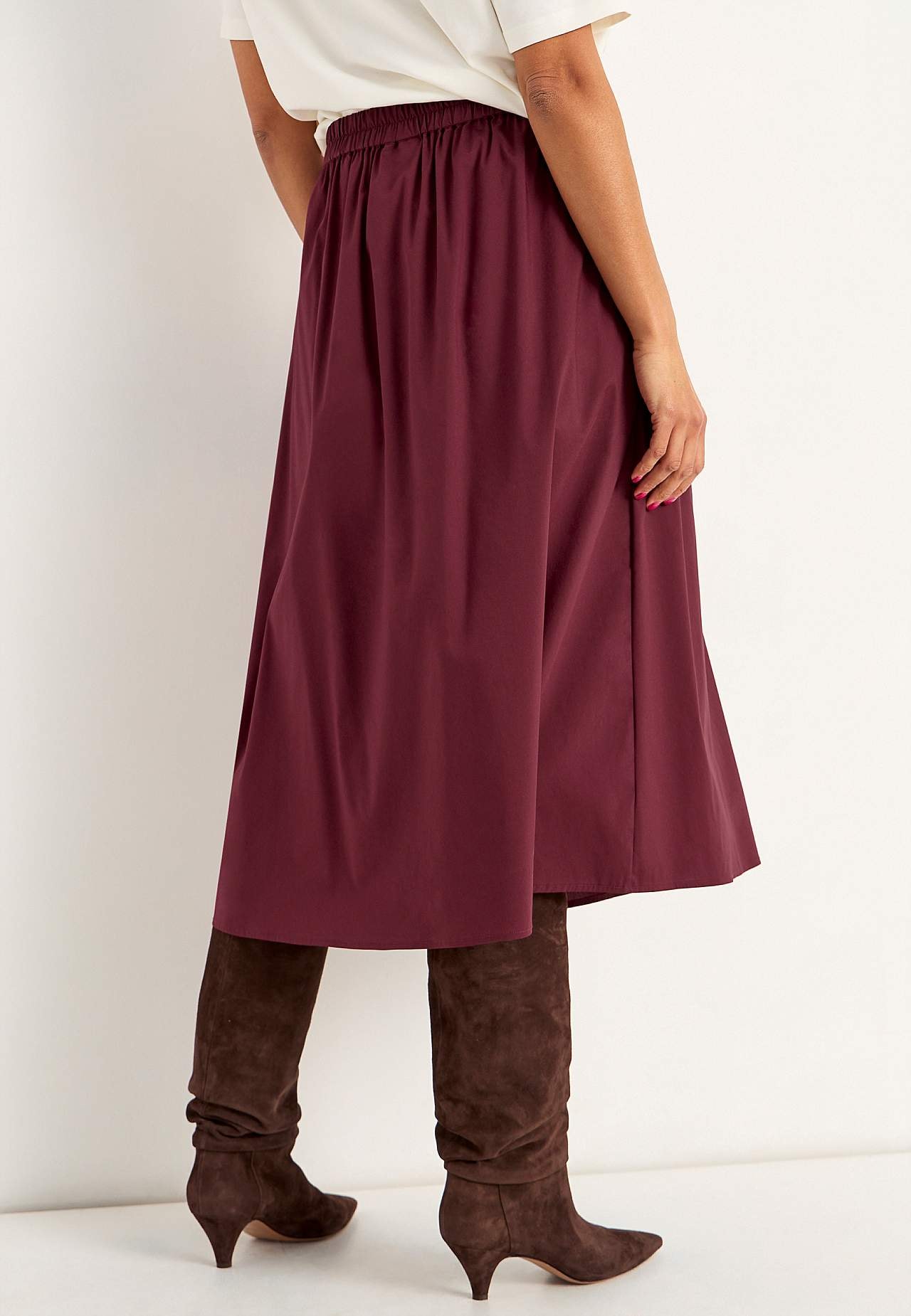 Woven poplin skirt with pockets