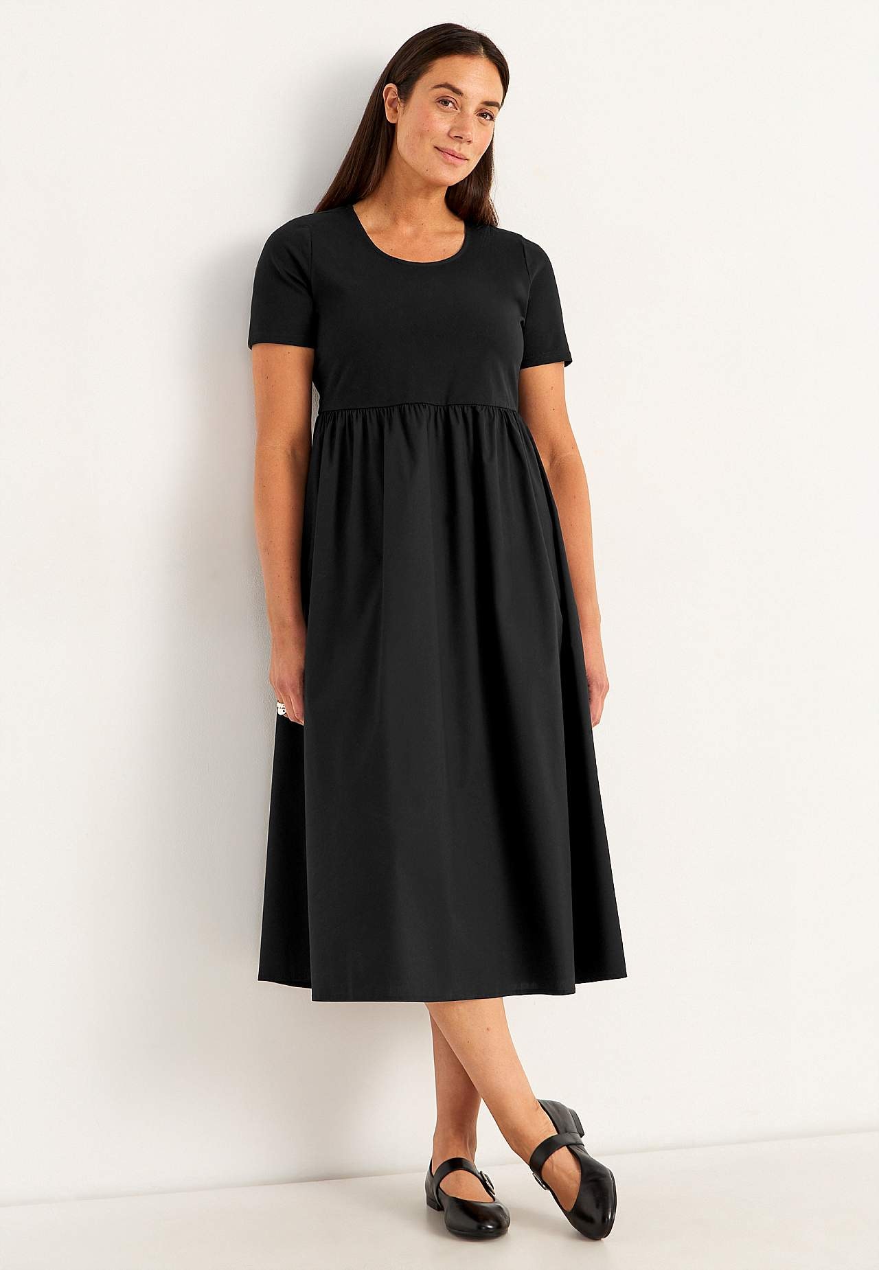 Dress in poplin and tricot
