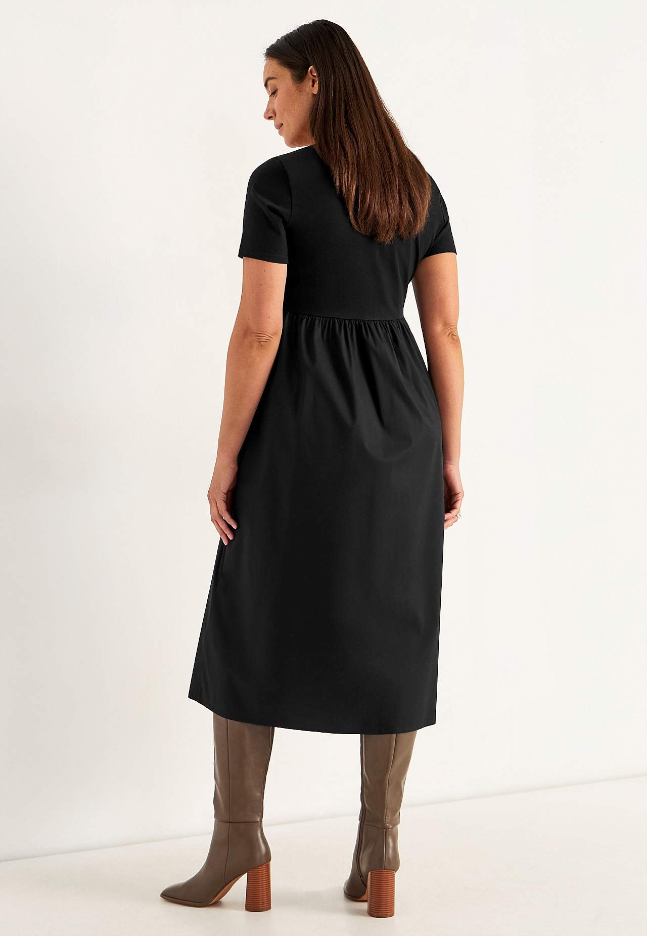 Dress in poplin and tricot