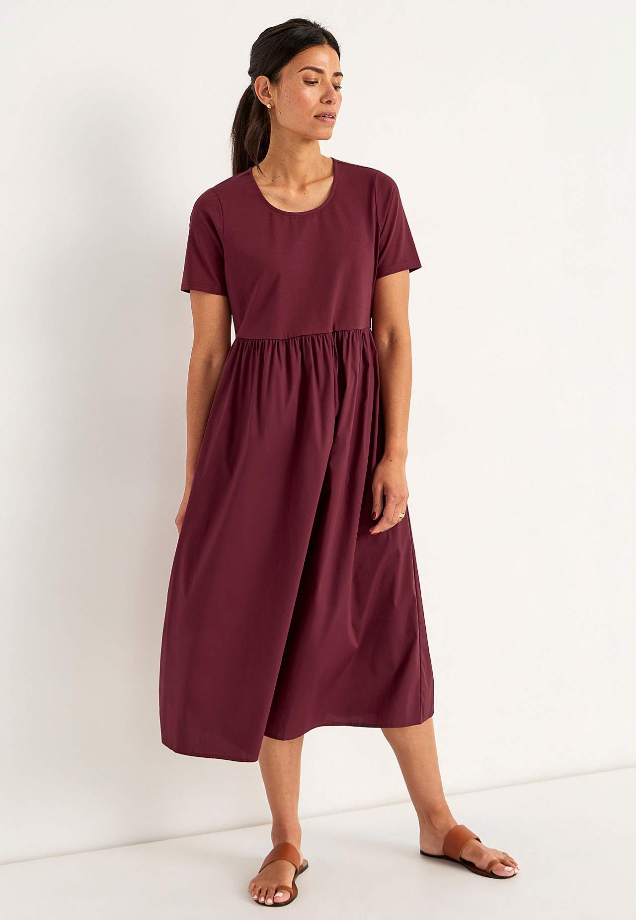 Dress in poplin and tricot