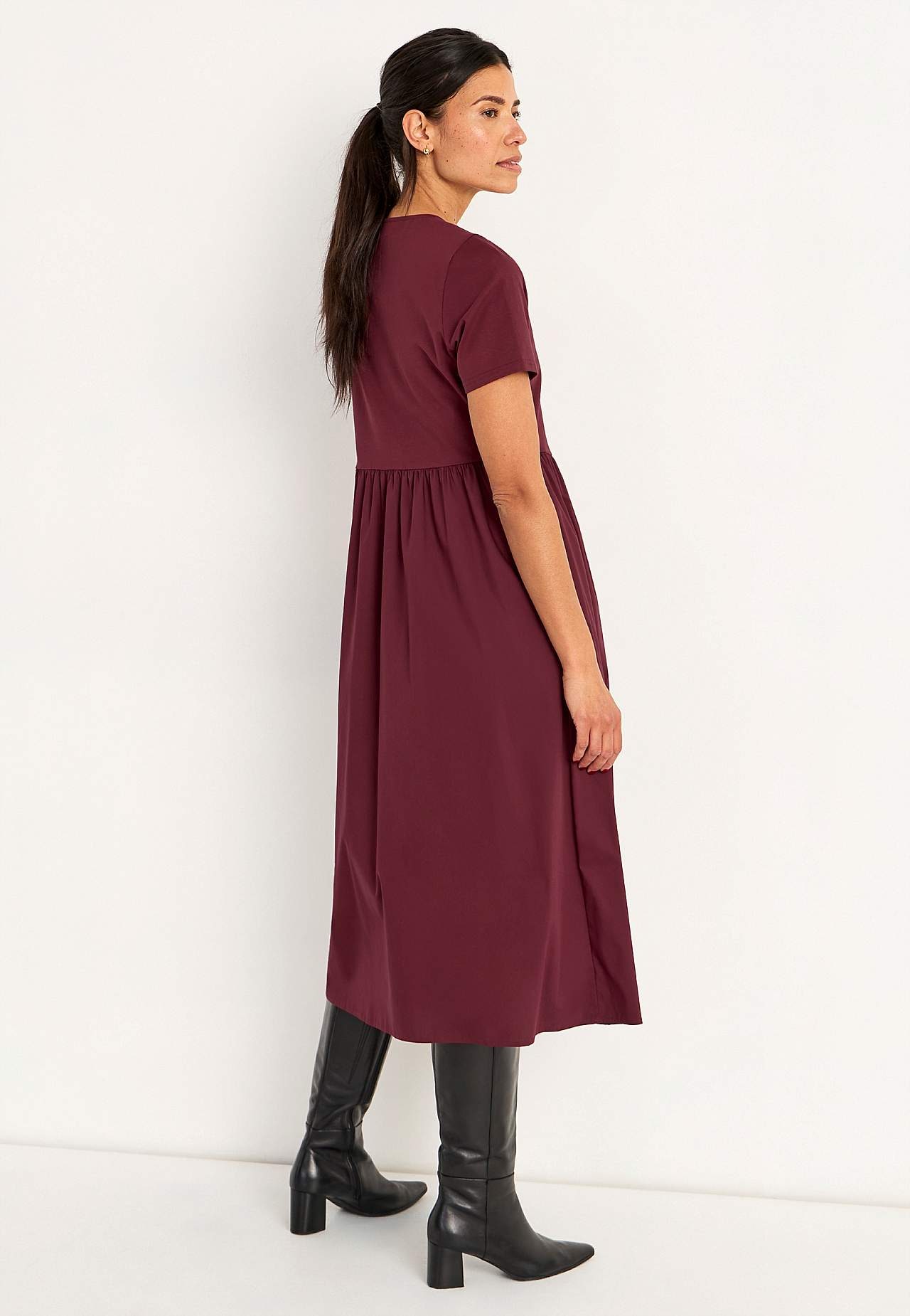 Dress in poplin and tricot