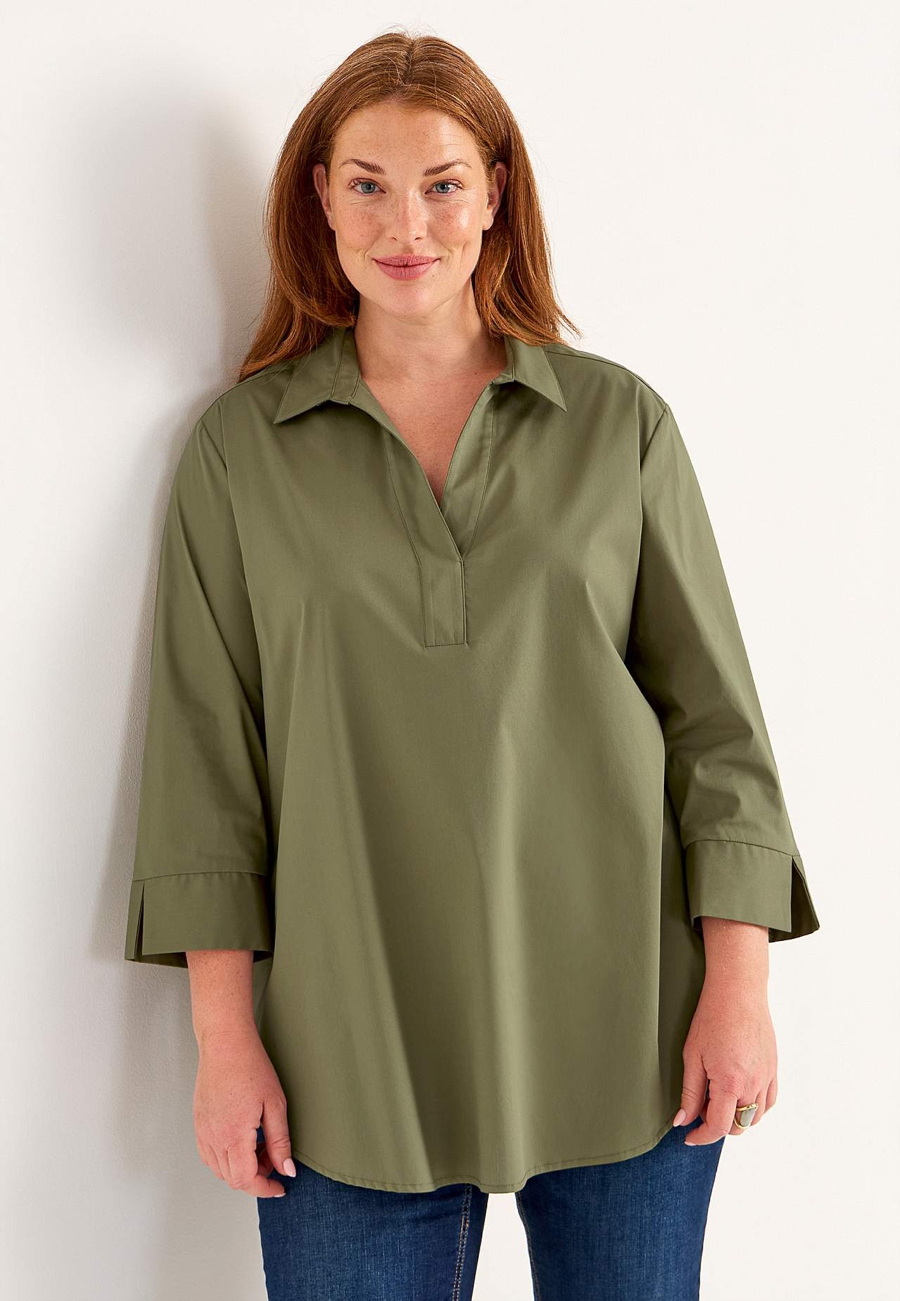 Woven tunic in poplin