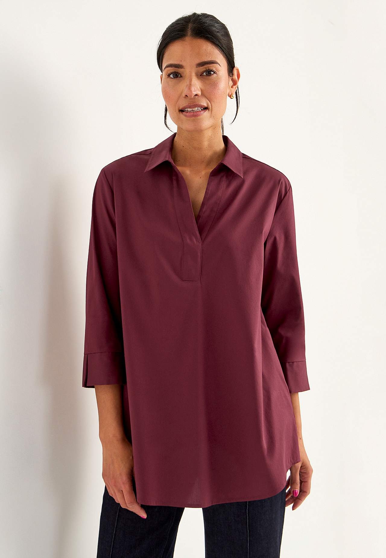 Woven tunic in poplin