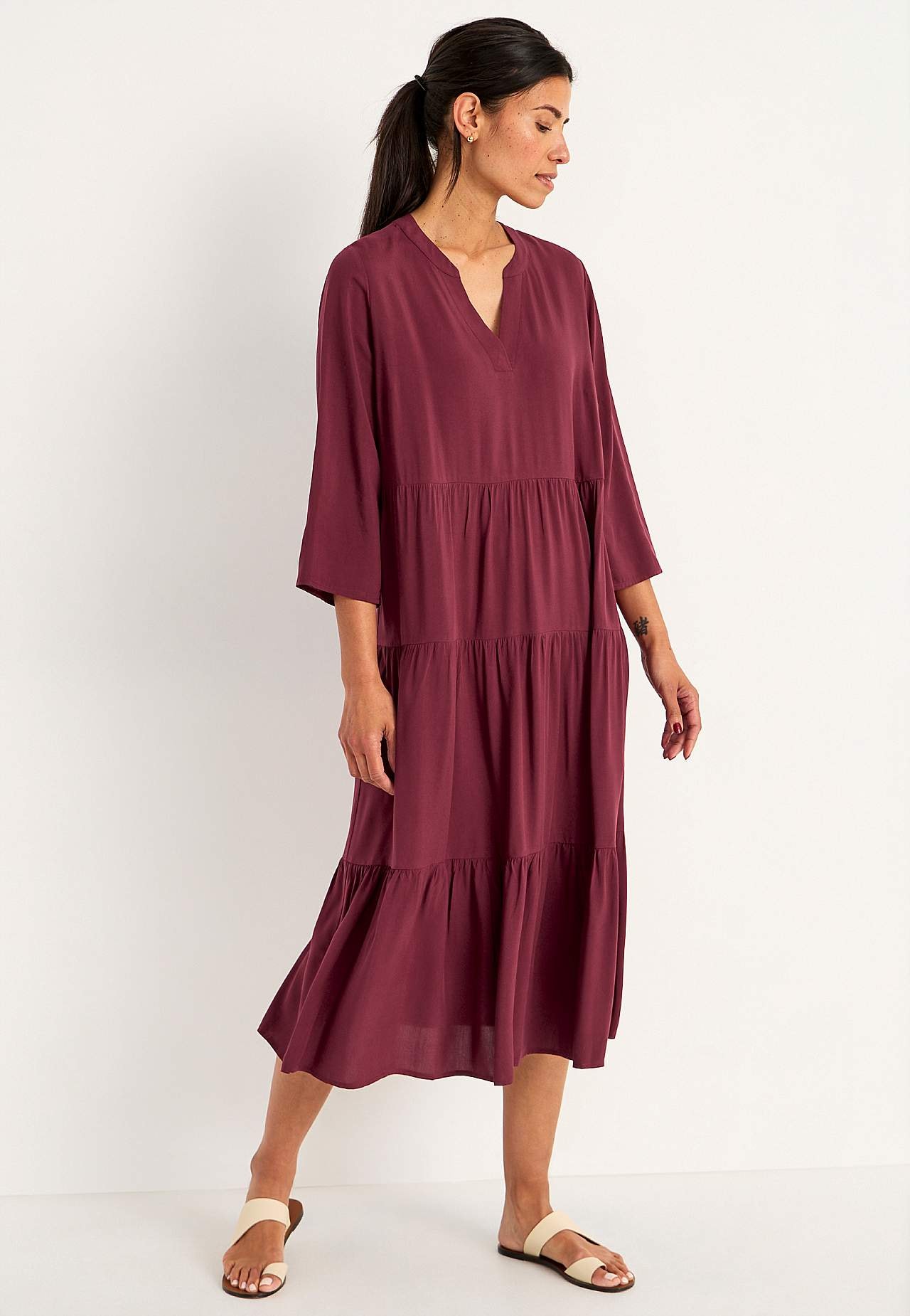 Dress with flounces