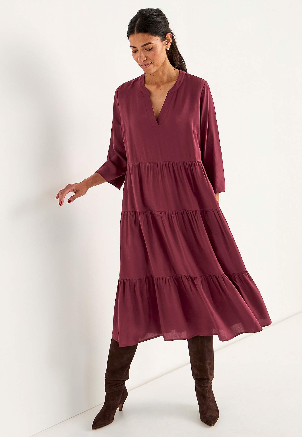 Dress with flounces